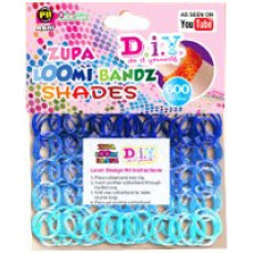 D.I.Y. Do it Yourself Bracelet Zupa Loomi 600 Shades BLUE Rubber Bands with 'S' Clips