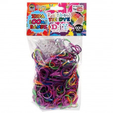 D.I.Y. Do it Yourself Bracelet Zupa Loomi Bandz 600 Rainbow Tie-Dye Rubber Bands with S Clips