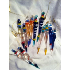 12 Beautiful Multicolor GLASS ICICLE Christmas Ornaments/HOLIDAY Tree DECOR/Dozen/GIFT/DECORATIONS